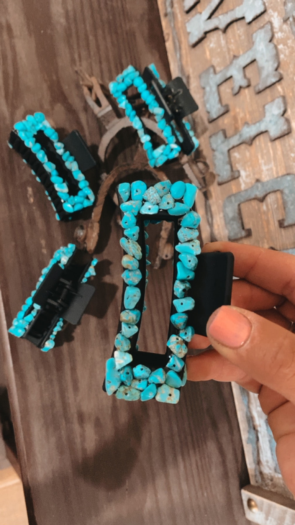 Turquoise Chunk claw clip