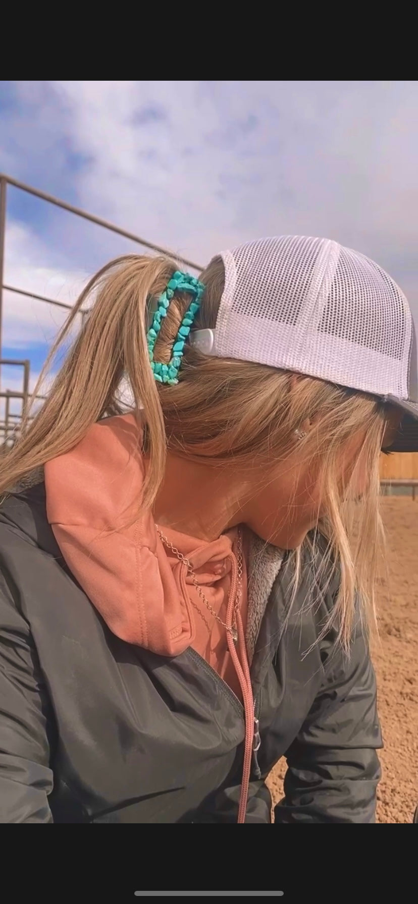 Turquoise Chunk claw clip