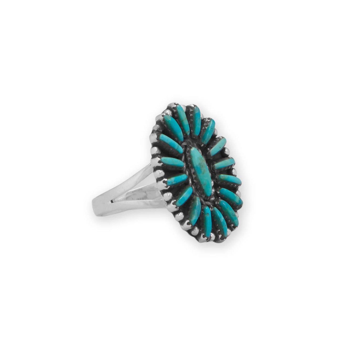 Handmade Oval Turquoise Flower Ring