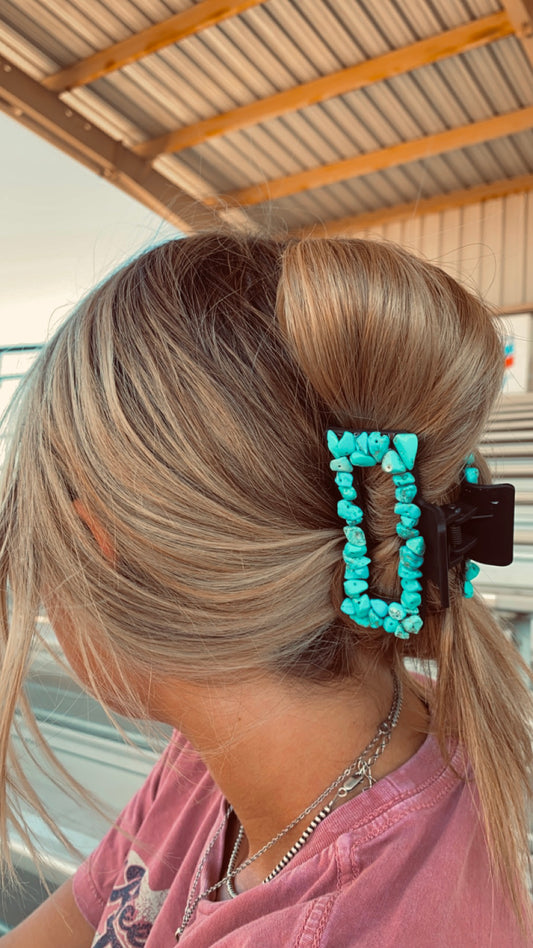 Turquoise Chunk claw clip